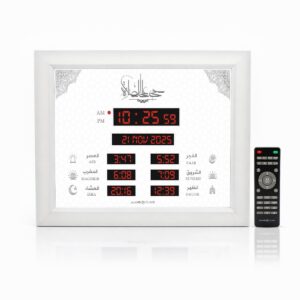 Horloge Azan AL AMIR AC103 V2 design moderne avec affichage LED et télécommande