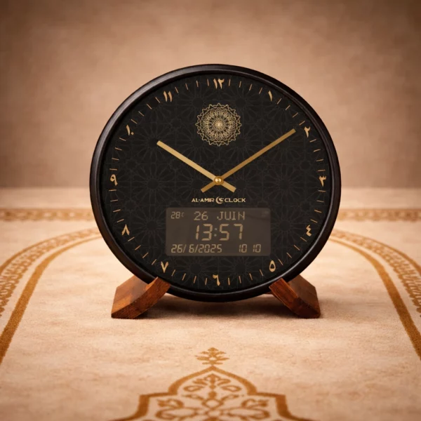horloge adhan islamique waqti arabian chiffres arabes design oriental