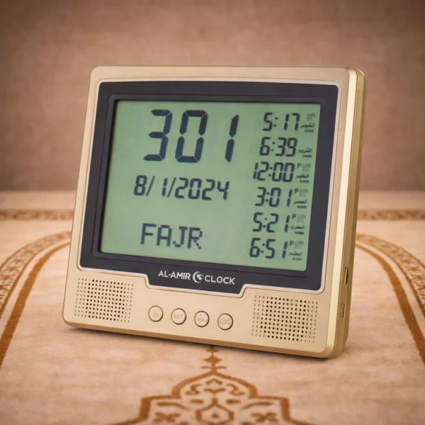 Horloge Azan AL AMIR AC105 grand écran avec adhan puissant et horaires de prière